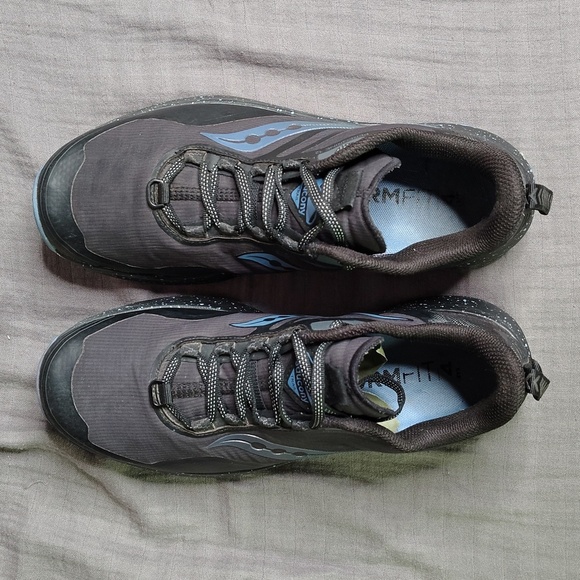Saucony Peregrine 12 Trail Running Shoes Womens Size 10 Black Blue ICE + - Picture 5 of 10